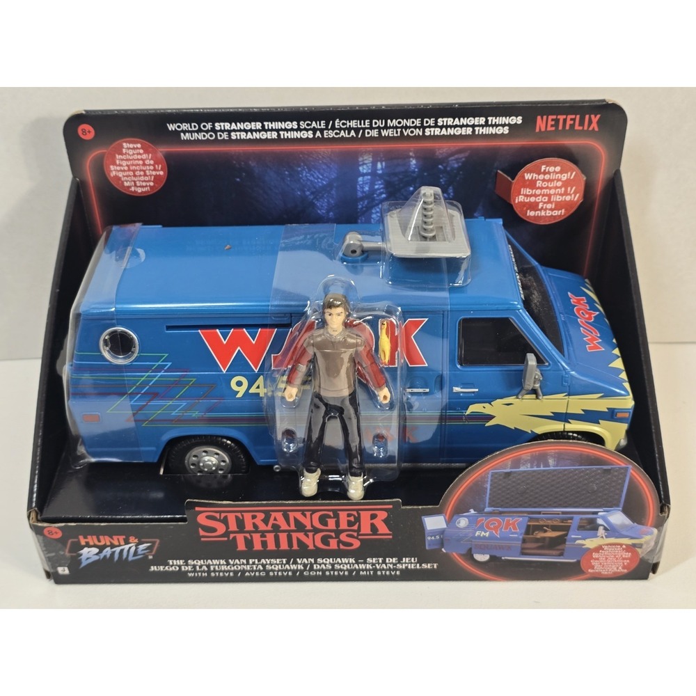 NEW 2025 Stranger Things Season 5 WSQK The‎ Squawk Van Playset + Steve Figure